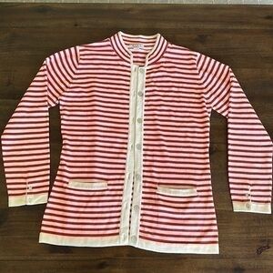 Blue 100% Pima cotton made in Peru stripe sweater Large